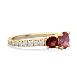 Pink Tourmaline Pave Trellis 14K Yellow Gold ring R5500