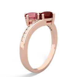 Pink Tourmaline Channel Set Two Stone 14K Rose Gold ring R5303