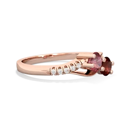 Pink Tourmaline Infinity Pave Two Stone 14K Rose Gold ring R5285