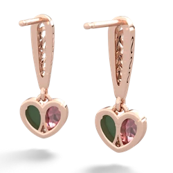 Pink Tourmaline Filligree Heart 14K Rose Gold earrings E5070