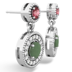 Pink Tourmaline Halo Dangle 14K White Gold earrings E5319