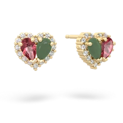 Pink Tourmaline Halo 14K Yellow Gold earrings E7008