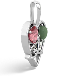 Pink Tourmaline Celtic Trinity Heart 14K White Gold pendant P5331