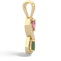 Pink Tourmaline Diamond Infinity 14K Yellow Gold pendant P5390