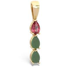 Pink Tourmaline Dew Drops 14K Yellow Gold pendant P2251