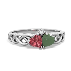 Pink Tourmaline Heart To Heart Braid 14K White Gold ring R5870