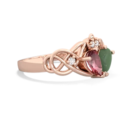 Pink Tourmaline 'One Heart' Celtic Knot Claddagh 14K Rose Gold ring R5322