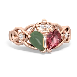 Pink Tourmaline 'One Heart' Celtic Knot Claddagh 14K Rose Gold ring R5322