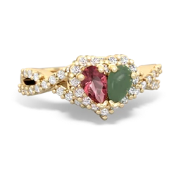 Pink Tourmaline Diamond Twist 'One Heart' 14K Yellow Gold ring R2640HRT