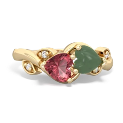 Pink Tourmaline Floral Elegance 14K Yellow Gold ring R5790