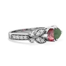 Pink Tourmaline Diamond Butterflies 14K White Gold ring R5601