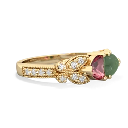 Pink Tourmaline Diamond Butterflies 14K Yellow Gold ring R5601