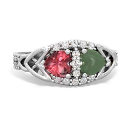 Pink Tourmaline Sparkling Celtic Knot 14K White Gold ring R2645