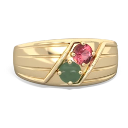 Pink Tourmaline Men's Streamline 14K Yellow Gold ring R0460