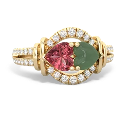 Pink Tourmaline Art-Deco Keepsake 14K Yellow Gold ring R5630