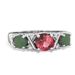 Pink Tourmaline Hugs And Kisses 14K White Gold ring R5016