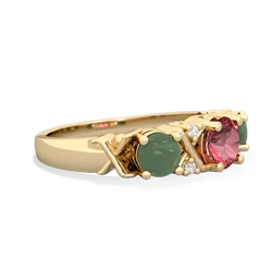 Pink Tourmaline Hugs And Kisses 14K Yellow Gold ring R5016