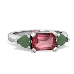 Pink Tourmaline Three Stone 14K White Gold ring R5235