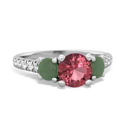 Pink Tourmaline Pave Trellis 14K White Gold ring R5500