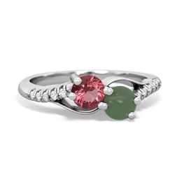 Pink Tourmaline Infinity Pave Two Stone 14K White Gold ring R5285