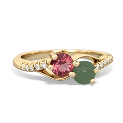 Pink Tourmaline Infinity Pave Two Stone 14K Yellow Gold ring R5285