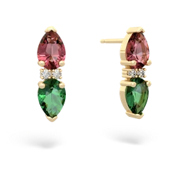 Pink Tourmaline Bowtie Drop 14K Yellow Gold earrings E0865