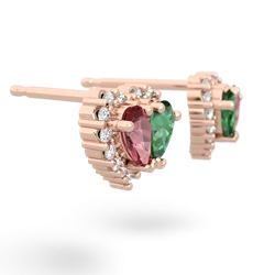 Pink Tourmaline Halo 14K Rose Gold earrings E7008