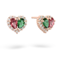 Pink Tourmaline Halo 14K Rose Gold earrings E7008