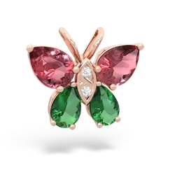 Pink Tourmaline Butterfly 14K Rose Gold pendant P2215