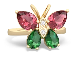 Pink Tourmaline Butterfly 14K Yellow Gold ring R2215