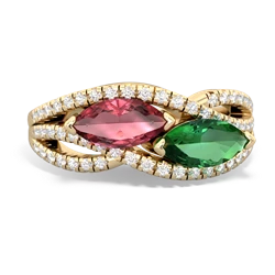 Pink Tourmaline Diamond Rivers 14K Yellow Gold ring R3070