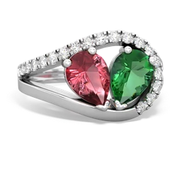 Pink Tourmaline Nestled Heart Keepsake 14K White Gold ring R5650