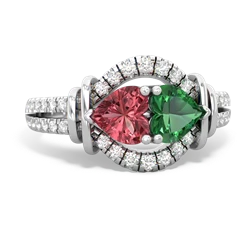 Pink Tourmaline Art-Deco Keepsake 14K White Gold ring R5630