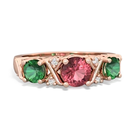 Pink Tourmaline Hugs And Kisses 14K Rose Gold ring R5016