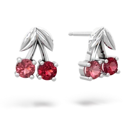 Pink Tourmaline Sweet Cherries 14K White Gold earrings E7001