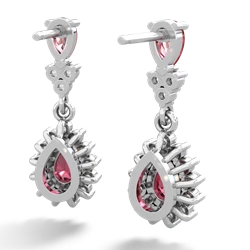 Pink Tourmaline Halo Pear Dangle 14K White Gold earrings E1882