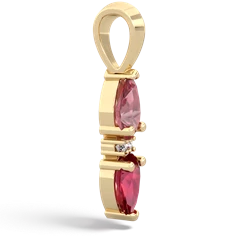 Pink Tourmaline Bowtie Drop 14K Yellow Gold pendant P0865