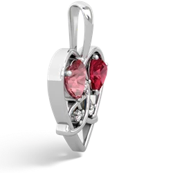 Pink Tourmaline Celtic Trinity Heart 14K White Gold pendant P5331