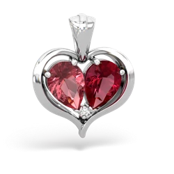 Pink Tourmaline Two Become One 14K White Gold pendant P5330