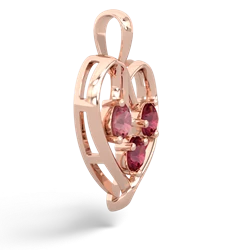 Pink Tourmaline Glowing Heart 14K Rose Gold pendant P2233