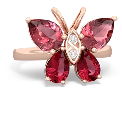 Pink Tourmaline Butterfly 14K Rose Gold ring R2215