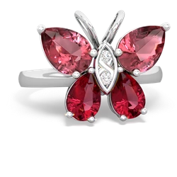 Pink Tourmaline Butterfly 14K White Gold ring R2215