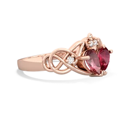 Pink Tourmaline 'One Heart' Celtic Knot Claddagh 14K Rose Gold ring R5322