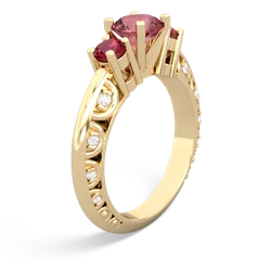 Pink Tourmaline Art Deco Eternal Embrace Engagement 14K Yellow Gold ring C2003