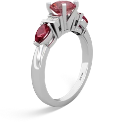 Pink Tourmaline 6Mm Round Eternal Embrace Engagement 14K White Gold ring R2005