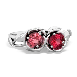 Pink Tourmaline Rose Garden 14K White Gold ring R5510