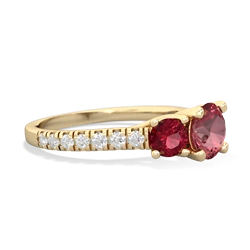 Pink Tourmaline Pave Trellis 14K Yellow Gold ring R5500