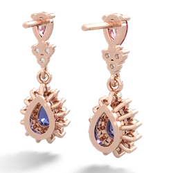 Pink Tourmaline Halo Pear Dangle 14K Rose Gold earrings E1882