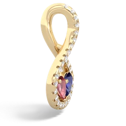 Pink Tourmaline Pave Twist 'One Heart' 14K Yellow Gold pendant P5360