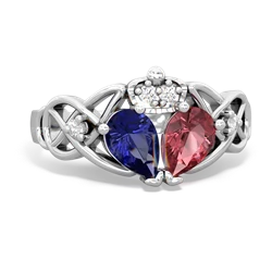 Pink Tourmaline 'One Heart' Celtic Knot Claddagh 14K White Gold ring R5322